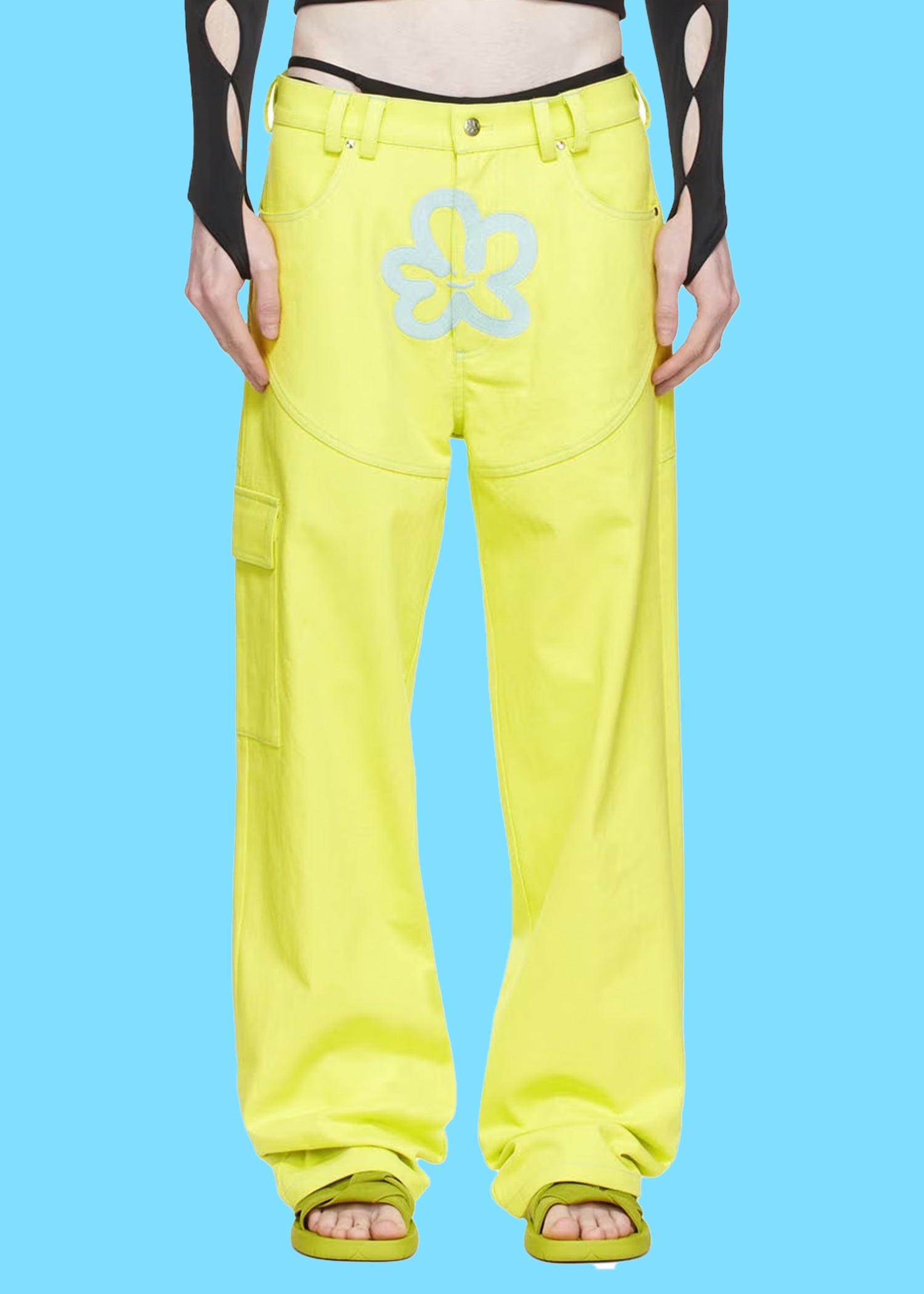 Archive Sale / Flower Pants - Lime